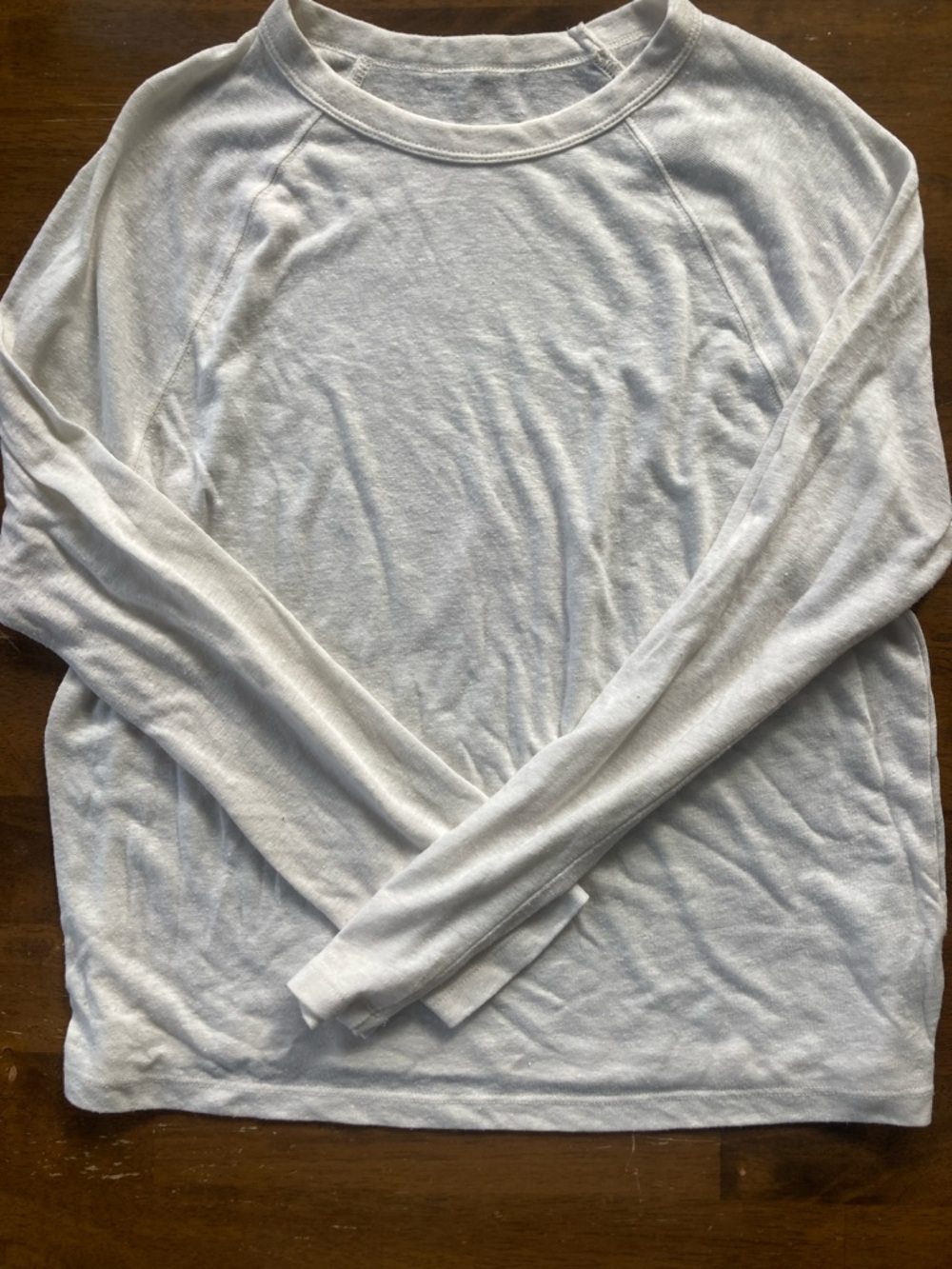 Lightweight White Long Sleeve Crewneck Top